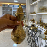 بطری دکوری برنجی طرح طاووس قلمزنی شده و درخشان بازرگانی نداف