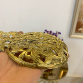 دیوارکوب برنجی گرد طرح سه گل