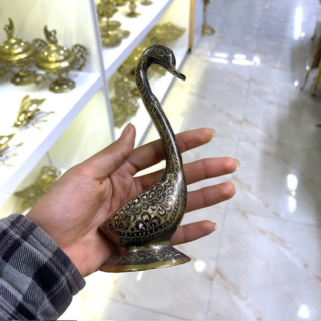 مجسمه دکوری درنا سیاه قلم پاکستانی برنجی اصیل بازرگانی نداف مشهد