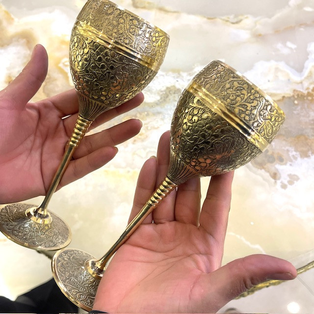 جام طرح طاووس تخم مرغی برنجی هندی آنتیک و دستساز بازرگانی نداف مشهد
