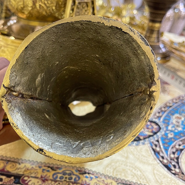 ریتون بزرگ برنجی طلایی طرح باستانی هخامنشی بازرگانی نداف مشهد
