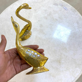 مجسمه درنا صدفکاری برنجی هندی طلایی و دستساز بازرگانی نداف مشهد