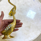 مجسمه درنا صدفکاری برنجی هندی طلایی و دستساز بازرگانی نداف مشهد
