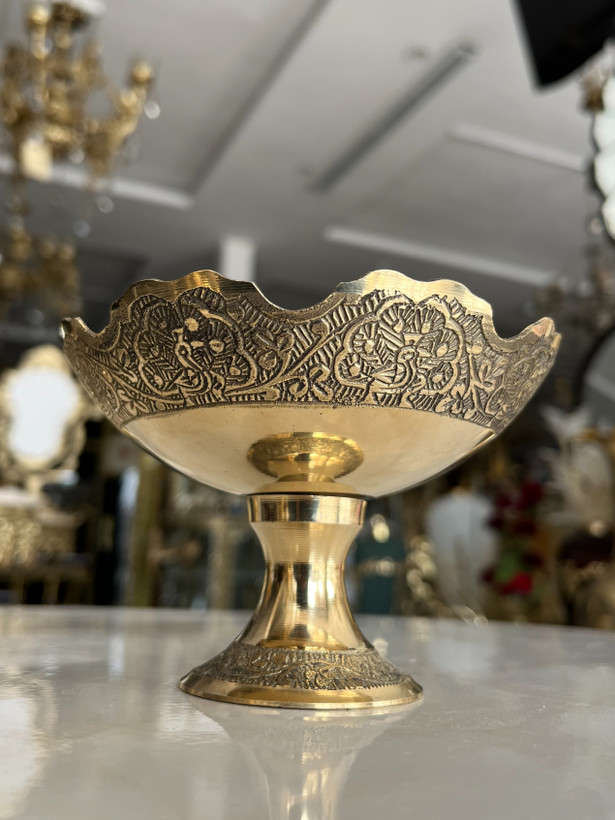 پیاله پایه دار طرح طاووس صدفکاری سایز ۵ اینچ لوکس بازرگانی نداف