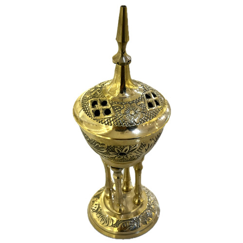 اسپند دودکن چهارپایه سایز کوچک طرح گل برنجی