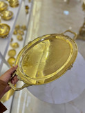 سینی بیضی برنجی هندی دسته دار با طرح طاووس - بازرگانی نداف مشهد