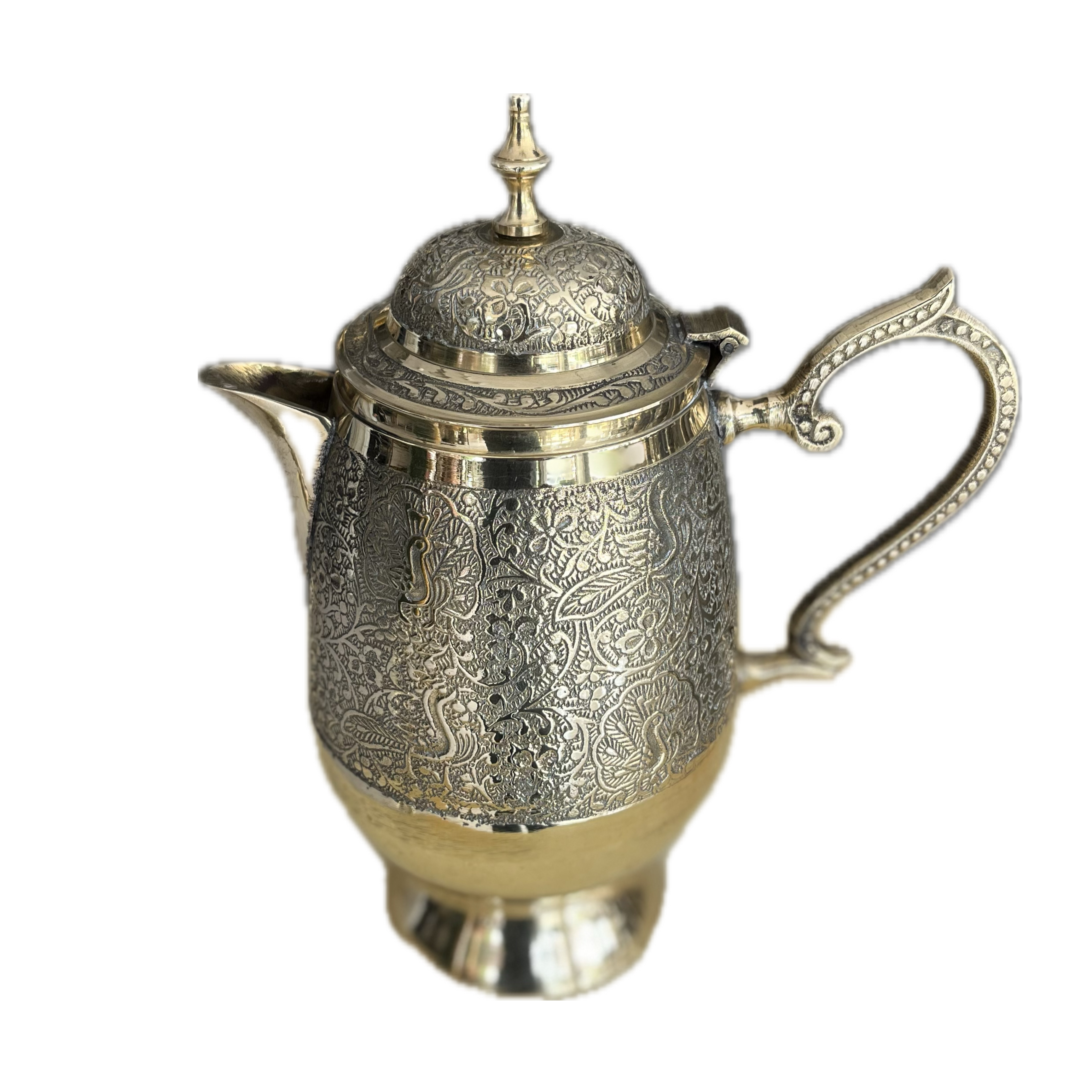 پارچ در دار برنجی طرح طاووس