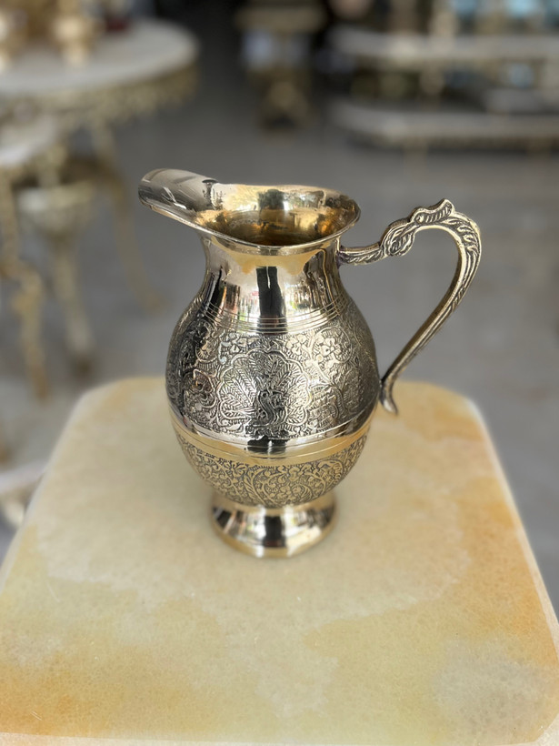 پارچ طرح طاووس طرح جدید برنجی هندی ظرف پذیرایی لوکس برند بازرگانی نداف مشهد