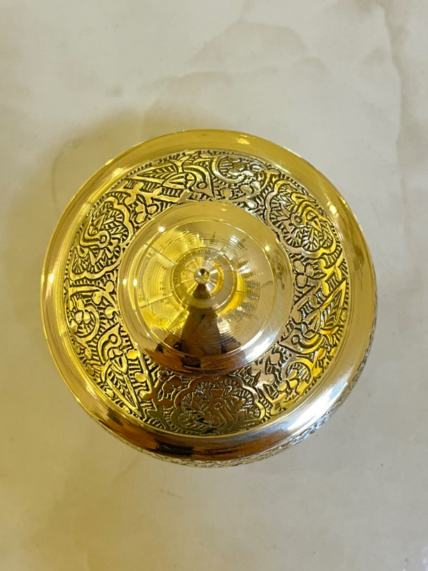 قندان رینگ طرح طاووس بدون پایه برنجی هندی ظرف پذیرایی لوکس برند بازرگانی نداف مشهد