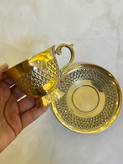 فنجان و نعلبکی نگینی جدید برنجی هندی ظرف پذیرایی لوکس برند بازرگانی نداف مشهد