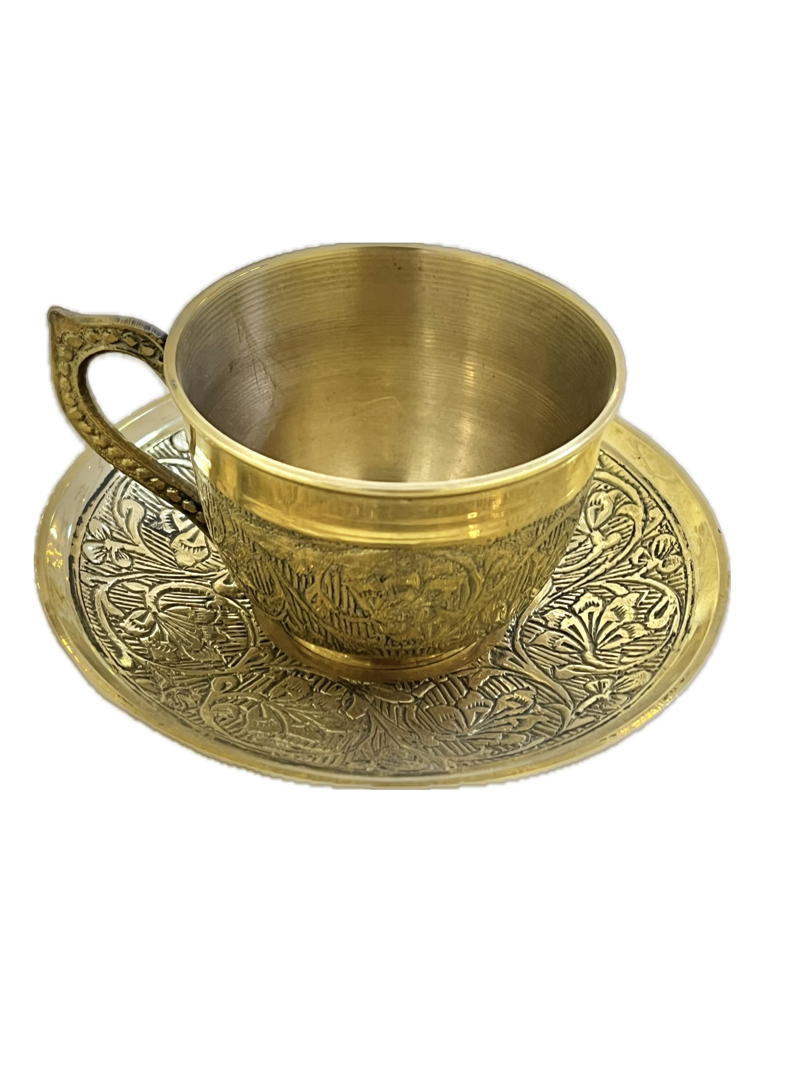فنجان نعلبکی طرح گل  درجه یک برنجی