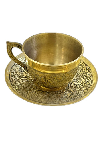فنجان نعلبکی طرح گل درجه یک برنجی