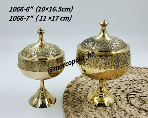 قندان رینگ پایه دار برنجی هندی کد 1066