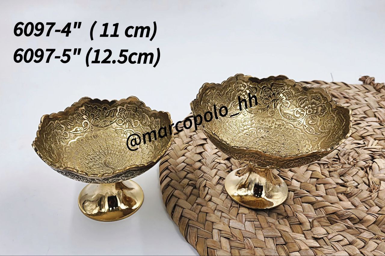پیاله برنجی هندی طرح طاووس لب قلعه در دو سایز مختلف کد6097