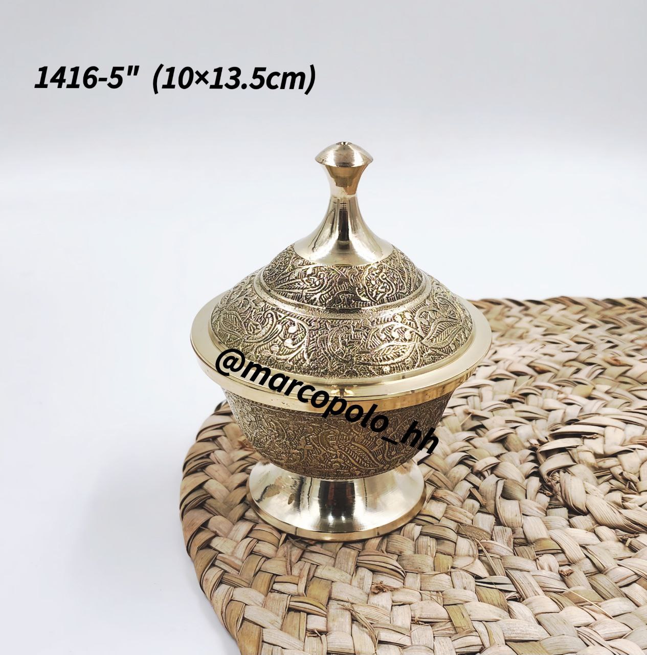 قندان طرح گل لب ساده برنجی هندی
