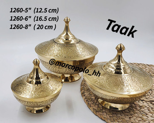 شکلات خوری تاک طرح گل لب ساده درسه سایز مختلف برنجی هندی کد1260