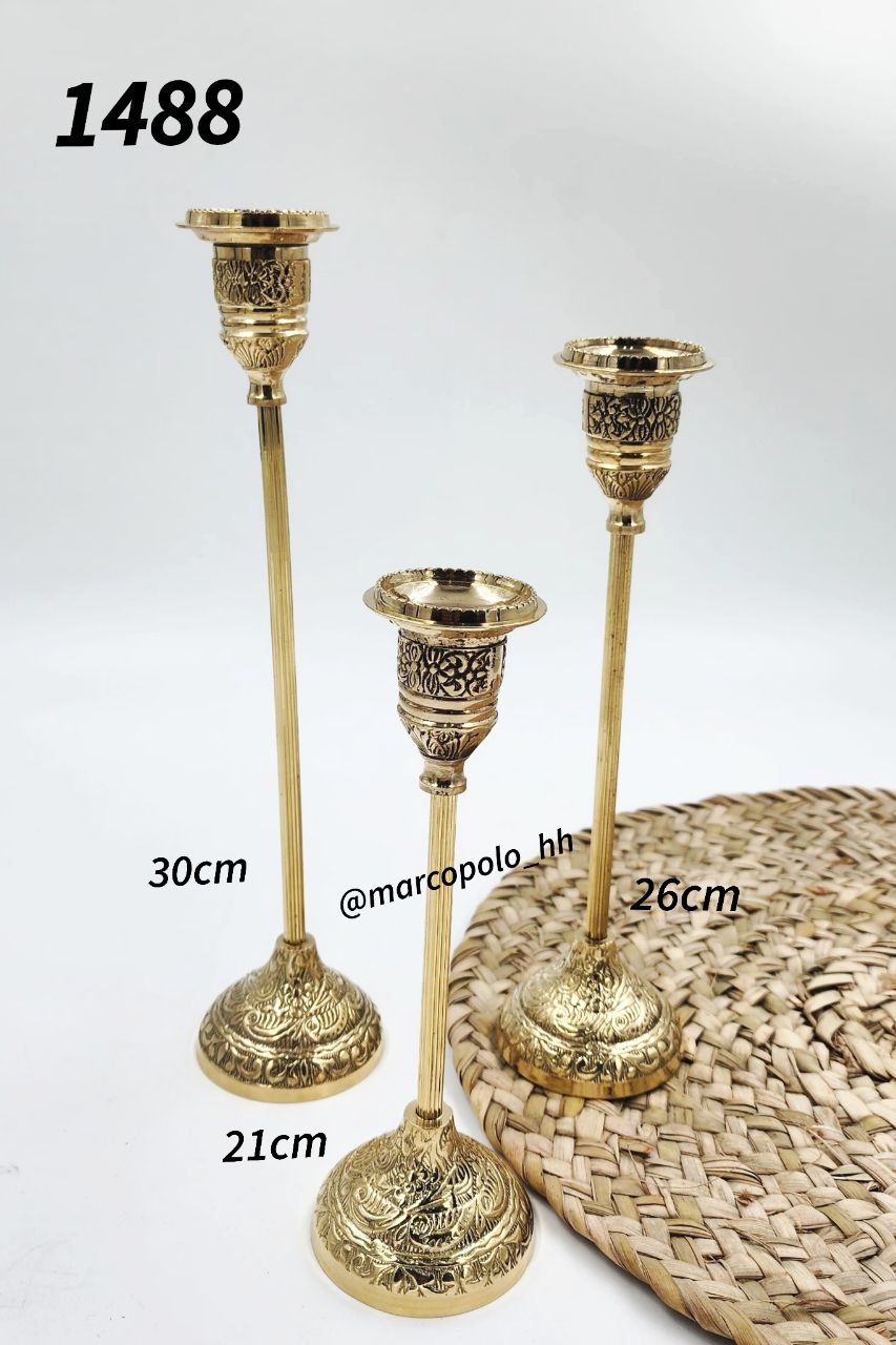 سرویس سه عددی شمعدان میله ای برنجی هندی کد1488