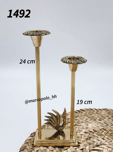 شمعدان پایه دار دو عددی برنجی هندی کد1492