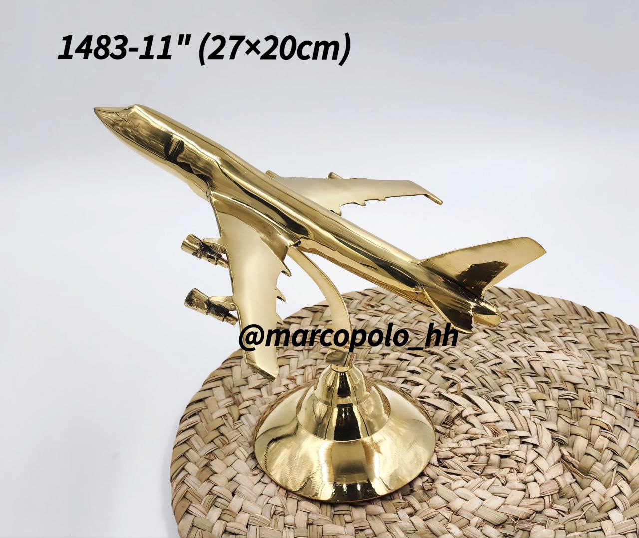 دکوری هواپیما روی پایه بزرگ برنجی هندی کد1483