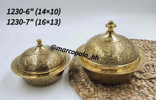 قندان و شکلات خوری گنبدی برنجی هندی در دو سایز مختلف کد1230