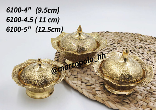 قندان لبه دار طرح طاووس برنجی هندی در سه سایز مختلف کد 6100
