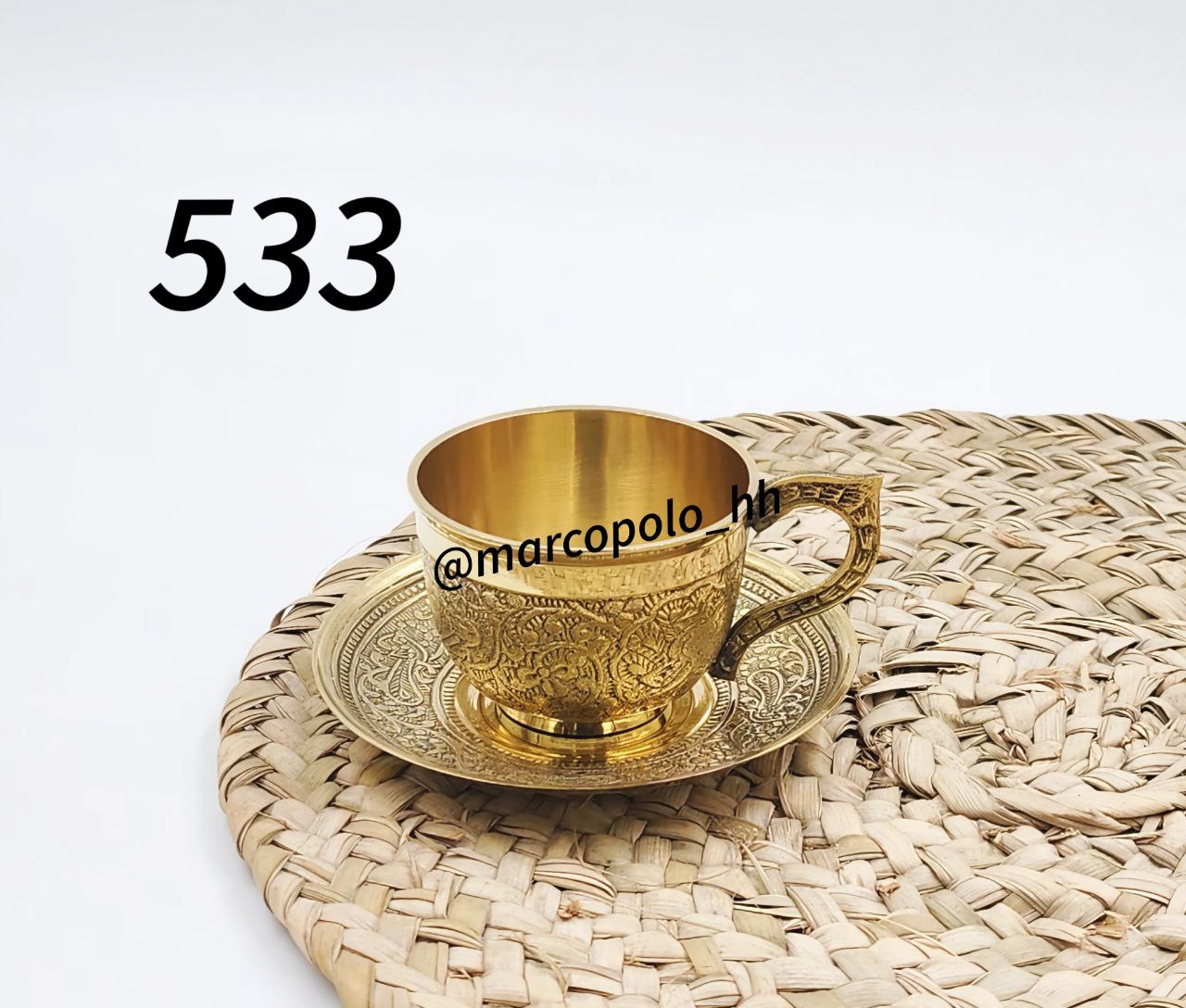 فنجان نعلبکی طرح طاووس برنجی هندی بصورت تکی کد533