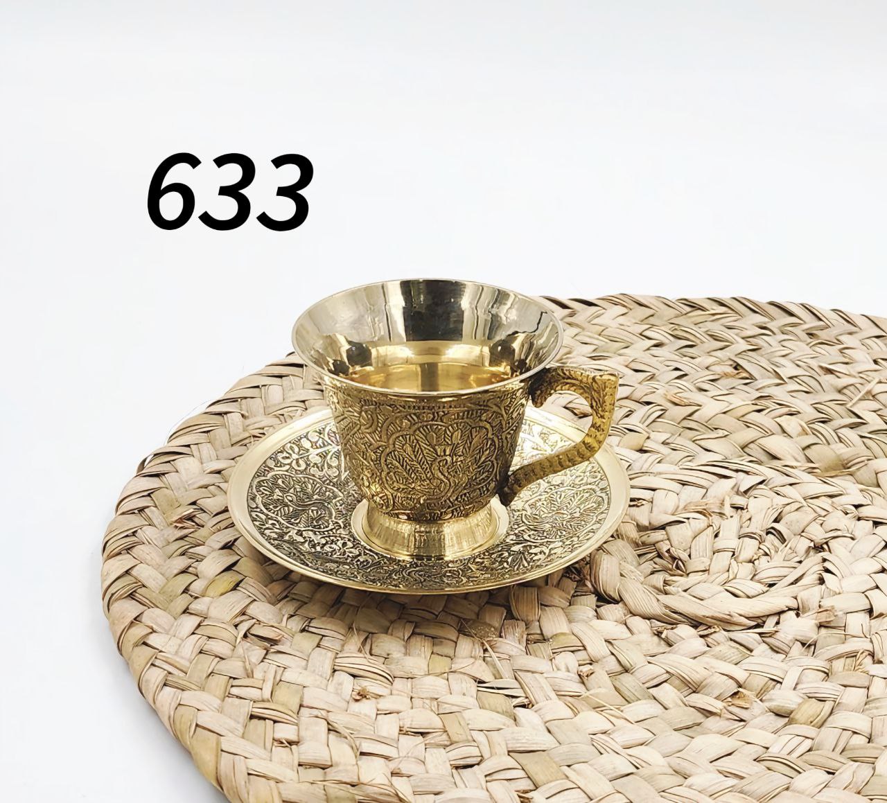 فنجان نعلبکی شیپوری طرح طاووس برنجی هندی بصورت تکی کد 633