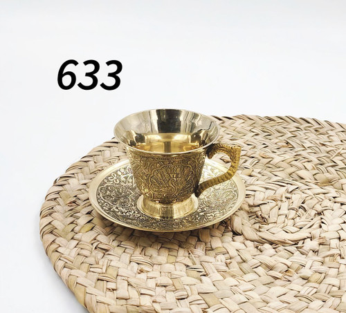 فنجان نعلبکی شیپوری طرح طاووس برنجی هندی بصورت تکی کد 633