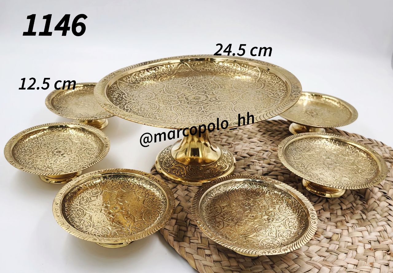 ست هفت سین هفت تیکه (یک ظرف بزرگ و شش عدد کوچک) برنجی هندی کد1146