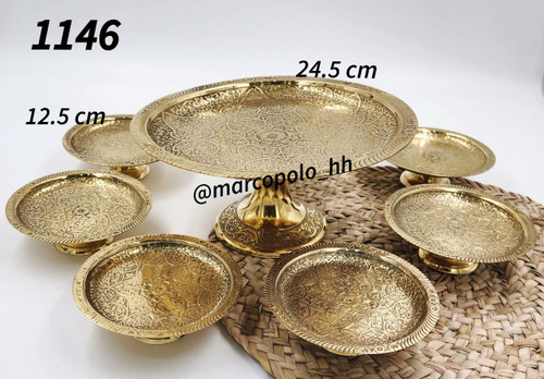 ست هفت سین هفت تیکه (یک ظرف بزرگ و شش عدد کوچک) برنجی هندی کد1146