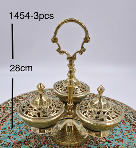 قندان سه عددی آنجل برنجی هندی کد 1454