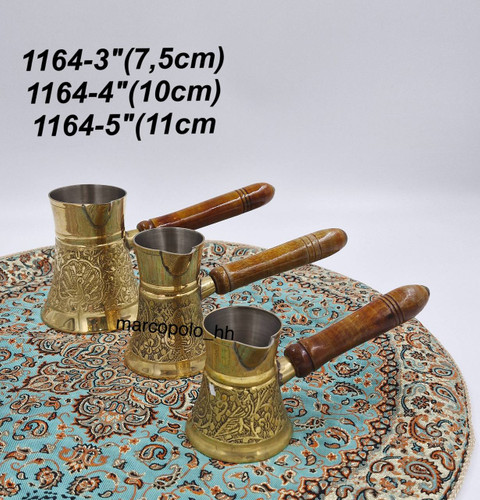 قهوه جوش طرح طاووس در سه سایز مختلف برنجی هندی کد1164