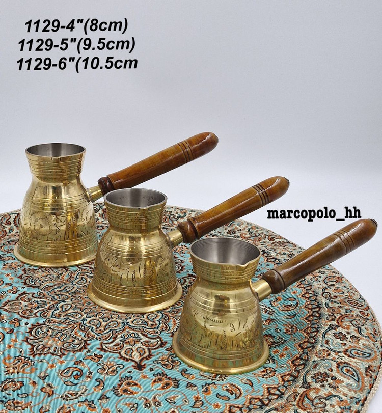 قهوه جوش قلم دست برنجی کد1129