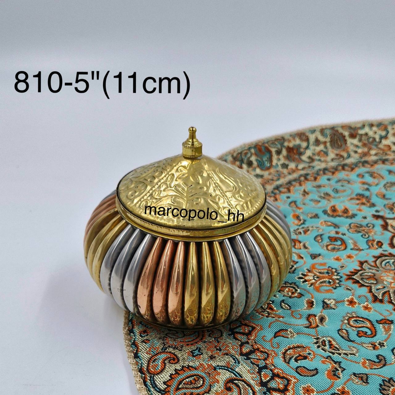 قندان درب دار سه رنگ برنجی کد 810