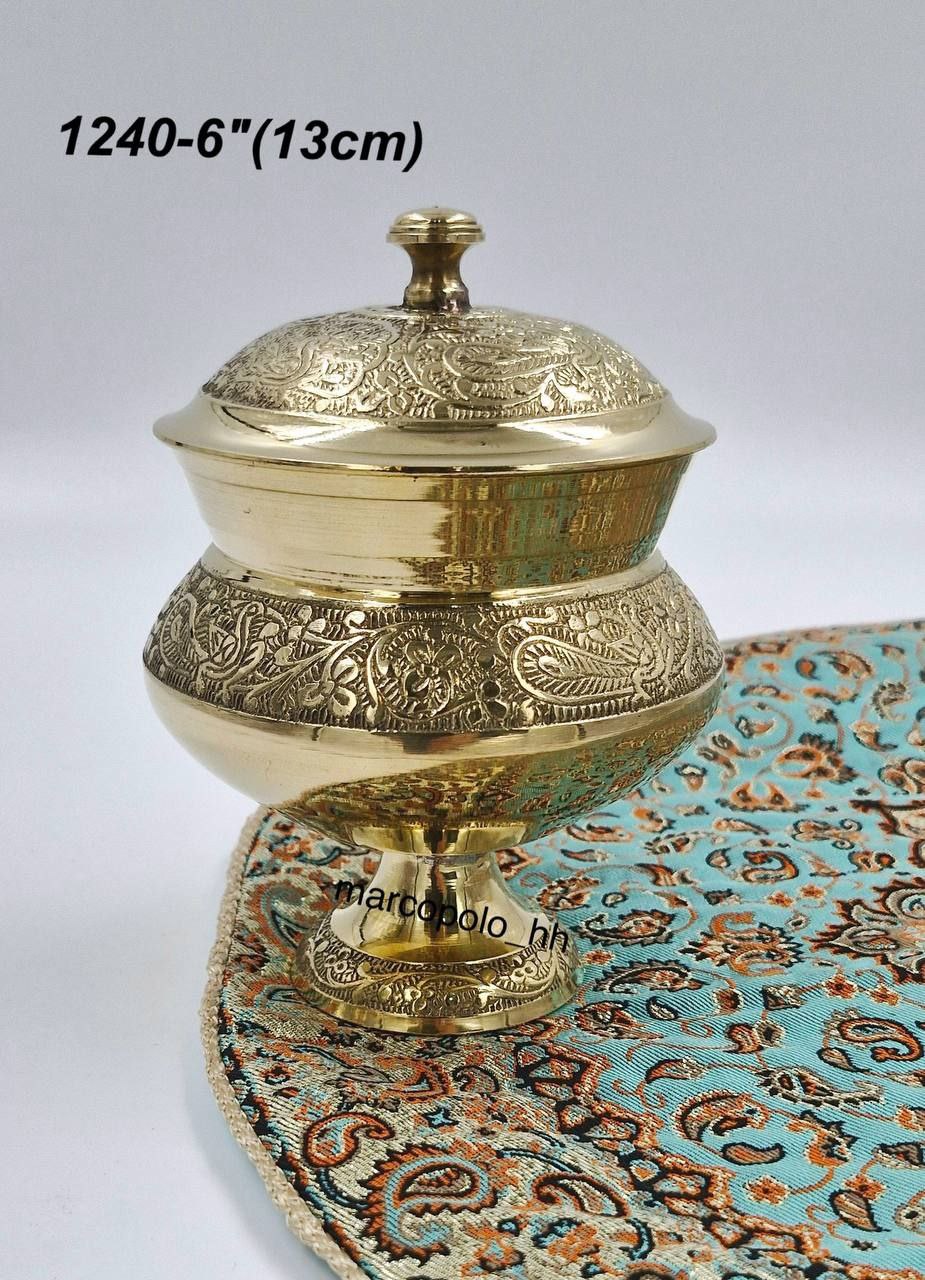 قندان پایه دار برنجی طرح طاووس کد 1240