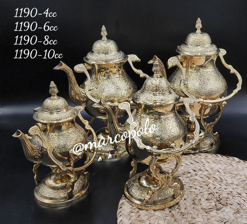 قوری وارمر دار برنجی طرح طاووس در 4سایز مختلف کد 1190