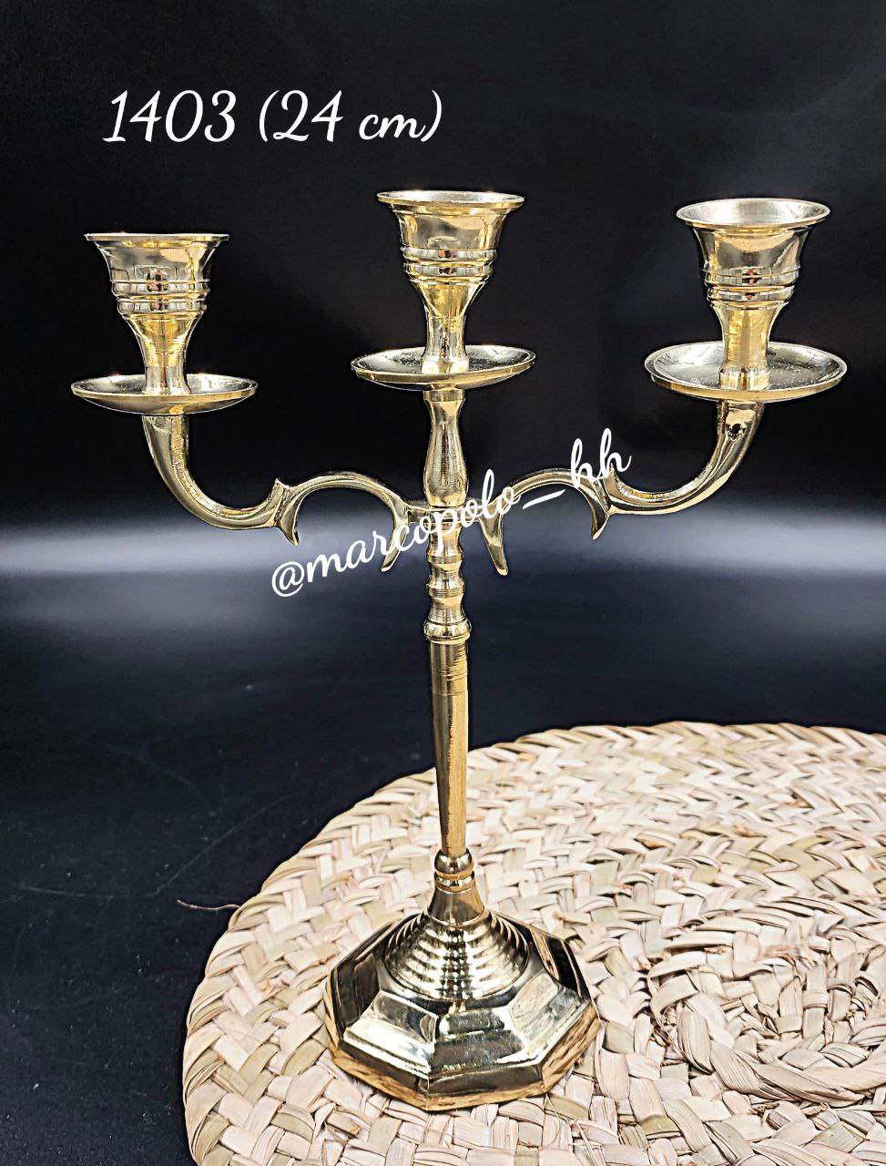 جاشمعی سه شعله طرح هشت ضلعی برنجی کد1403