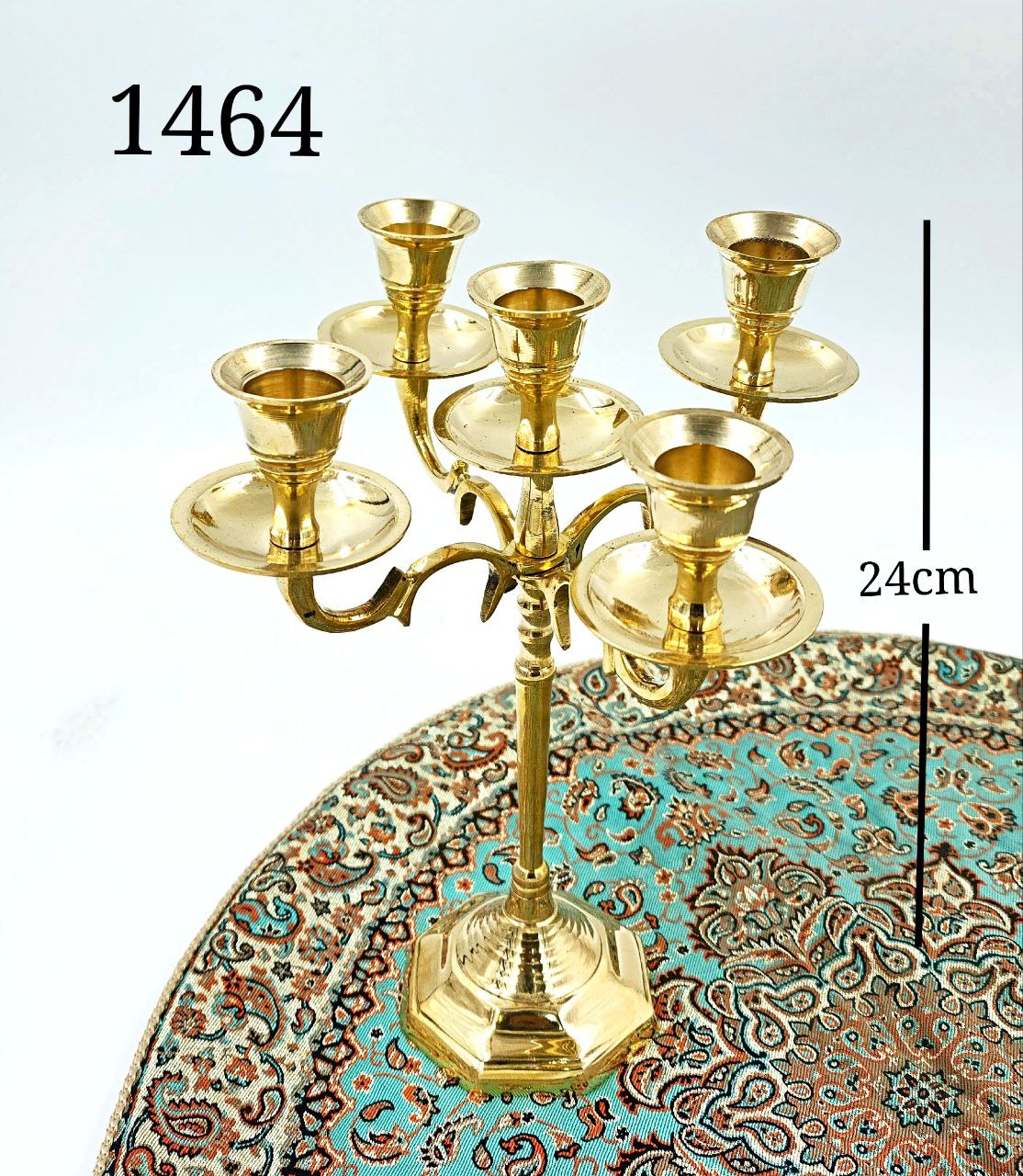 جاشمعی 5 شعله طرح هشت ضلعی برنجی بصورت تکی کد 1464