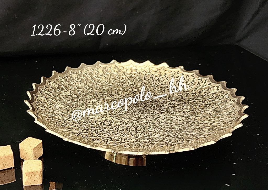 بشقاب پیش دستی پایه کوتاه برنجی هندی  بصورت تکی کد1226