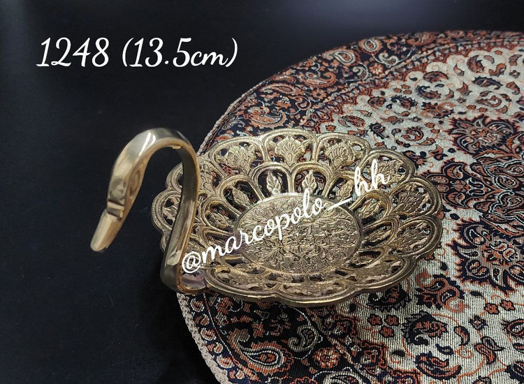 پیاله خرماخوری مشبک گرد طرح قو برنجی هندی کاربردی شمش سنگین تکی کد 1248 بازرگانی نداف مشهد