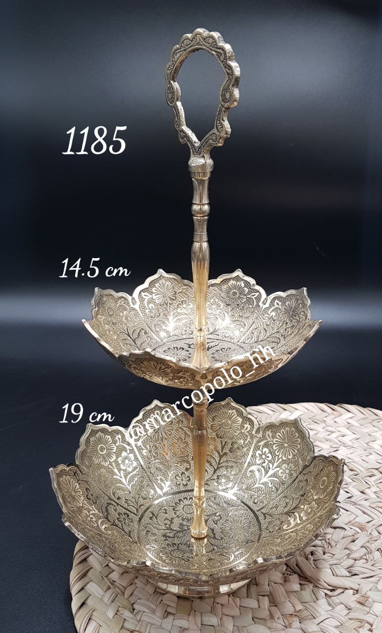 آجیل خوری دوطبقه گود لوتوس برنجی هندی کد1185