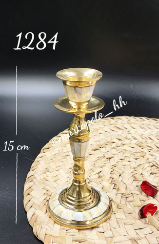 جاشمعی تک شعله صدفکاری برنجی هندی مناسب دکور و قابل استفاده کد1284