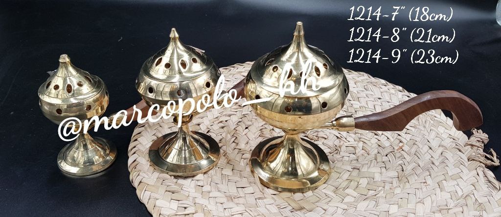 اسپند دود کن دسته چوبی طرح ساده در سه سایز مختلف برنجی کد1214
