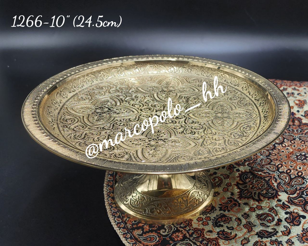 شیرینی خوری گرد طرح گل برنجی هندی قابل استفاده کد1266