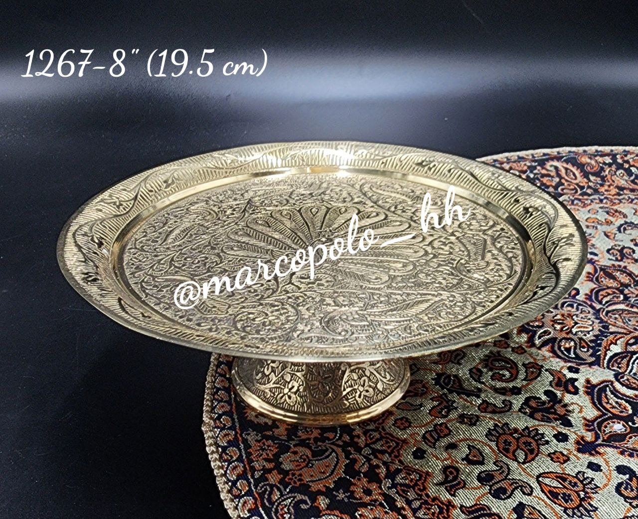 شیرینی خوری گرد طرح طاووس برنجی هندی قابل استفاده کد1267