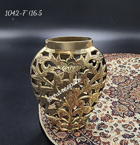 گلدان رومیزی مشبک بیضی برنجی هندی قابل استفاده/دکوری کد1042