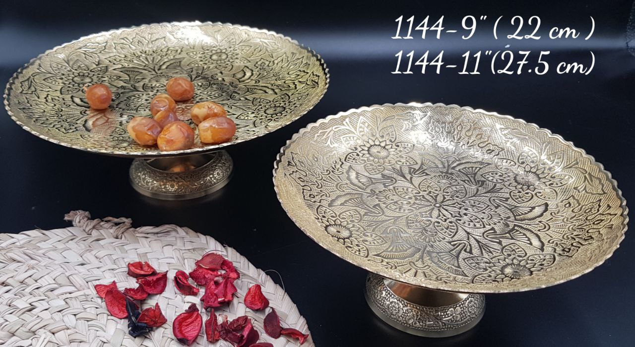شیرینی خوری طرح گل لب ریز برنجی هندی در دو سایز مختلف کد 1144