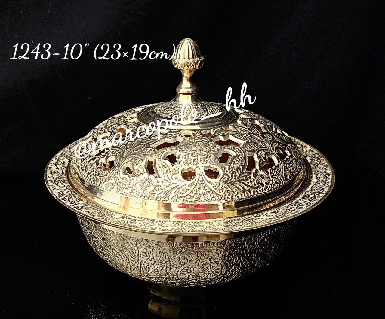 شکلات خوری درب مشبک گنبدی برنجی هندی کد1243