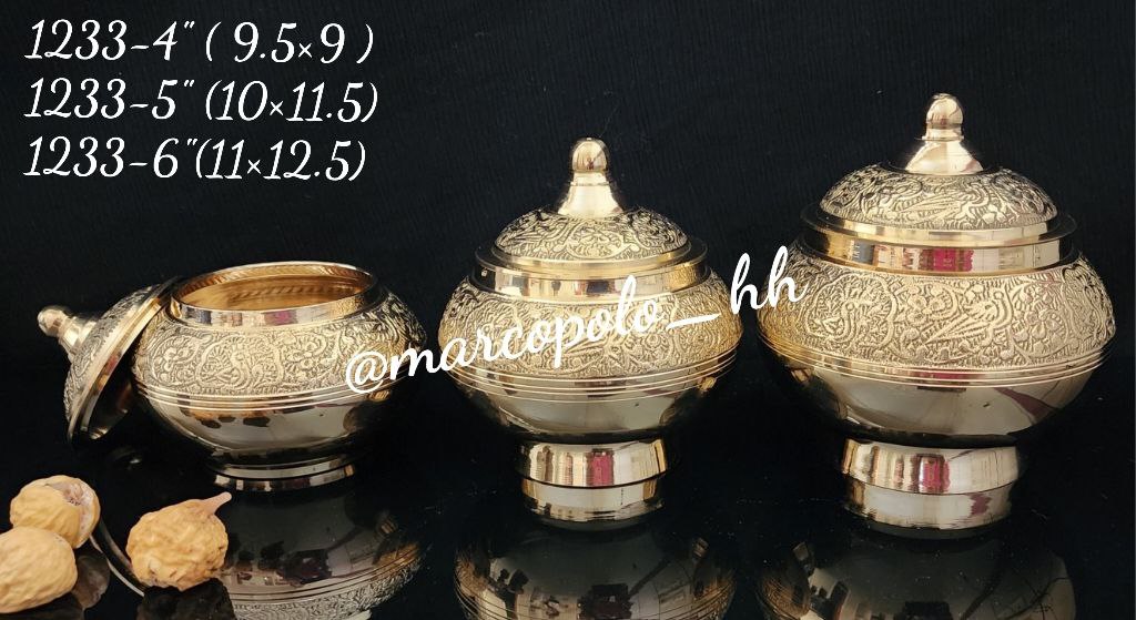 قندان فندقی برنجی هندی در سه سایز مختلف قابل استفاده/ دکوری کد1233