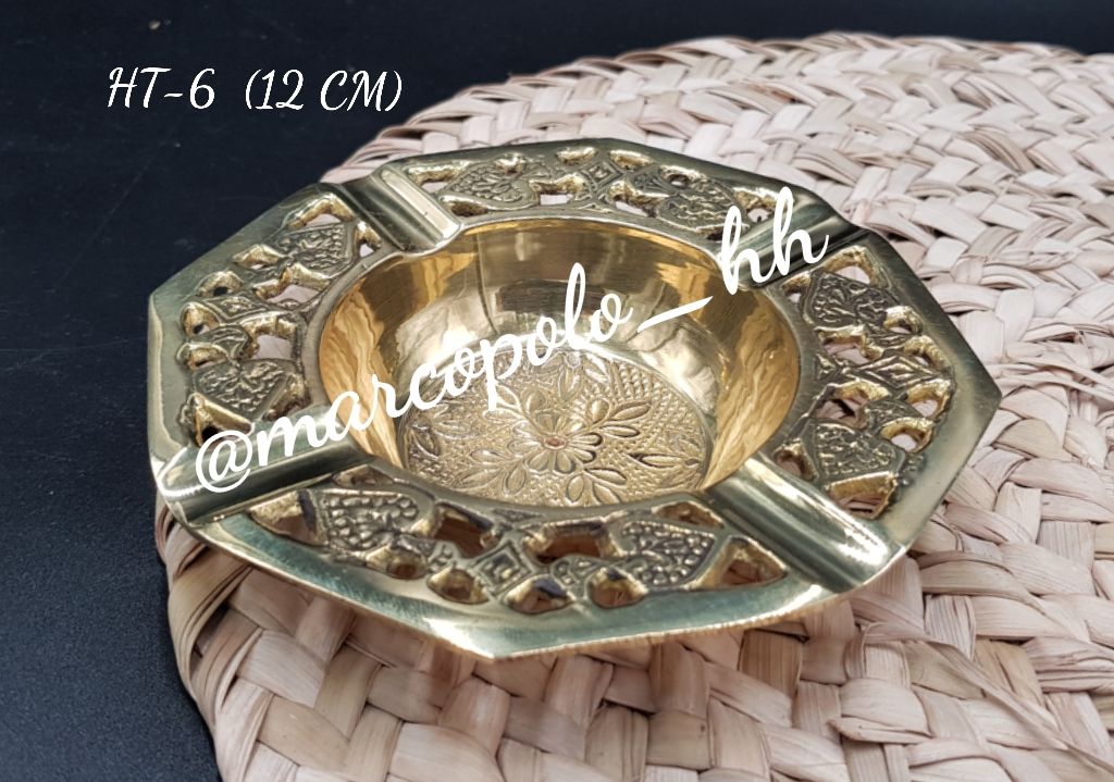 زیرسیگاری هشت ضلعی مشبک برنجی هندی دکوری وقابل استفاده